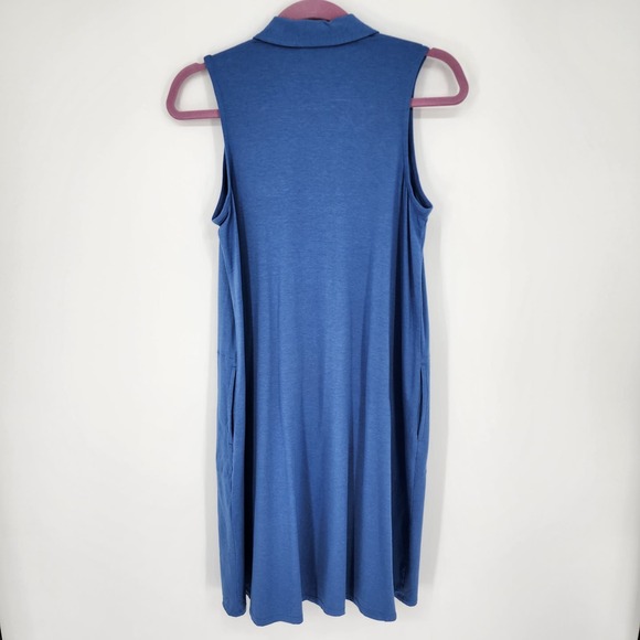 J Jill Swing Shirt Dress XS Button Down Sleeveless A Line Pima Cotton Modal Blue - Picture 3 of 12
